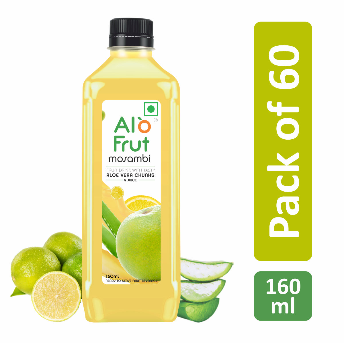 Alo Frut Mosambi Aloevera Chunks & Juice 160ml (Pack of 60 )