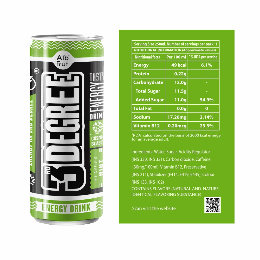 Alo Frut 3rd Degree Mint Flavour Energy Drink CAN 250ml | Tasty Instant Energy Sports Drink | Energy Ka 3rd Degree