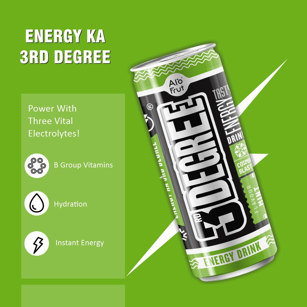 Alo Frut 3rd Degree Mint Flavour Energy Drink CAN 250ml | Tasty Instant Energy Sports Drink | Energy Ka 3rd Degree