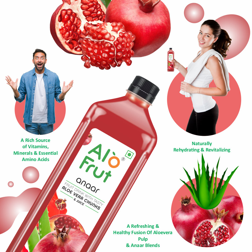 Alo Frut Anaar Aloevera Chunks & Juice 150ml (Pack of 60)