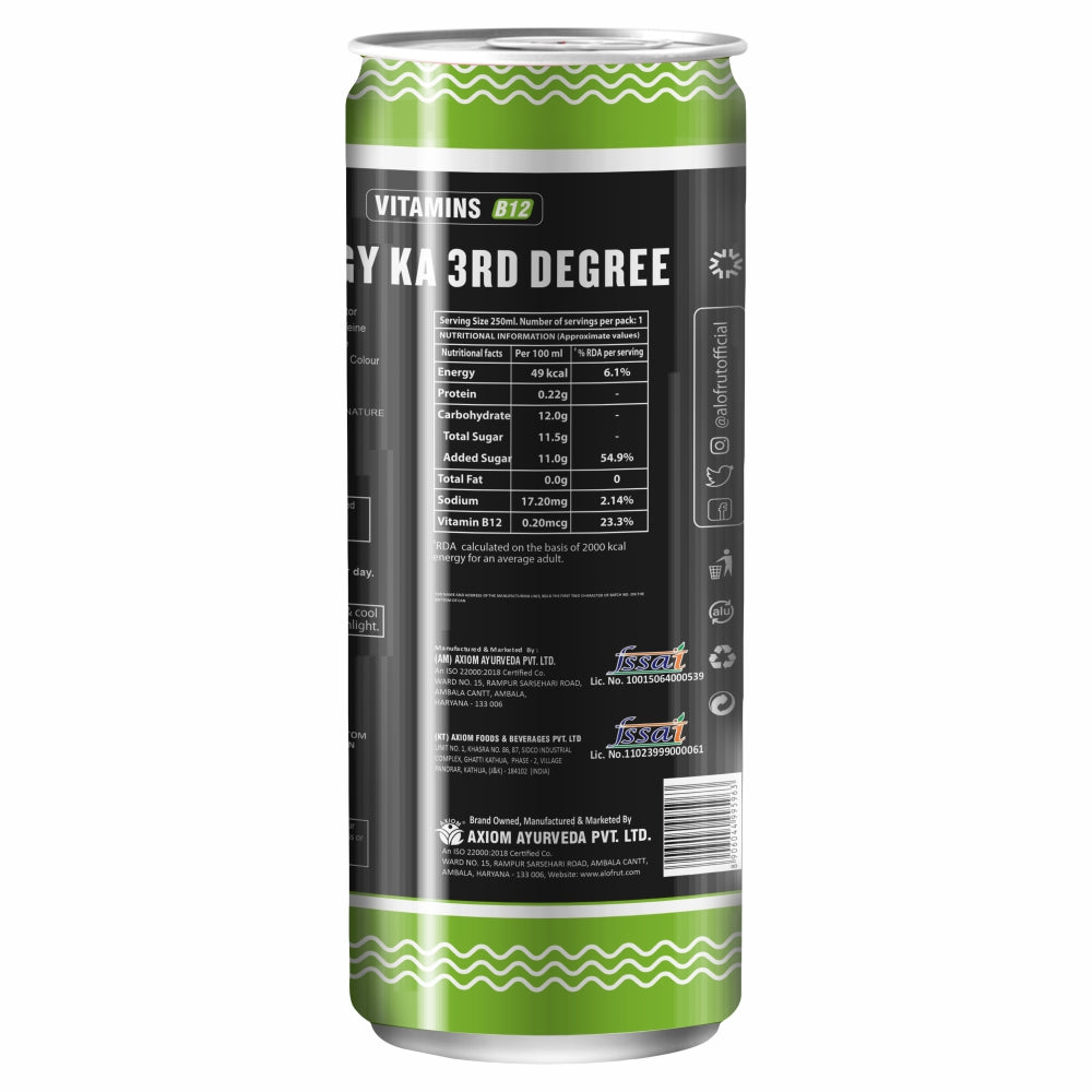 Alo Frut 3rd Degree Mint Flavour Energy Drink CAN 250ml | Tasty Instant Energy Sports Drink | Energy Ka 3rd Degree