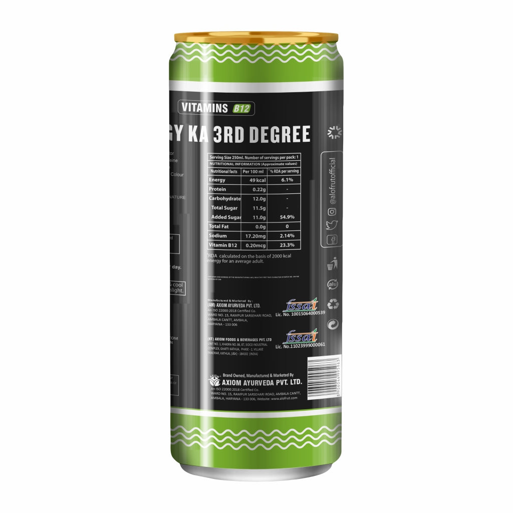 Alo Frut 3rd Degree Mint Flavour Energy Drink CAN 250ml | Tasty Instant Energy Sports Drink | Energy Ka 3rd Degree