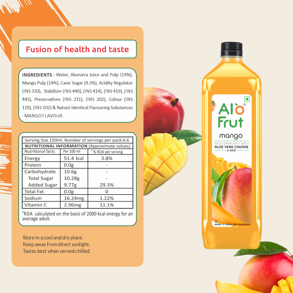 Alo Frut Mango Juice 1L Nutritional
