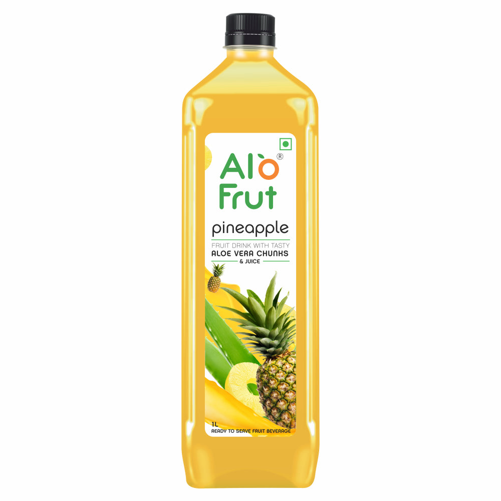 Alo Frut Pineapple Aloevera Chunks Juice ltr