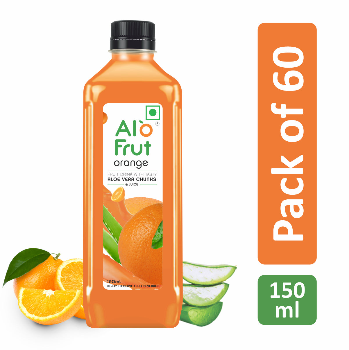 Alo Frut Orange Aloevera Juice 150ML (Pack of 60)