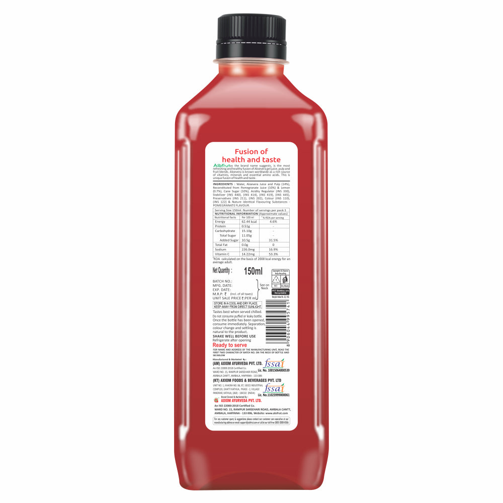 Alo Frut Anaar Aloevera Chunks & Juice 150ml (Pack of 60)