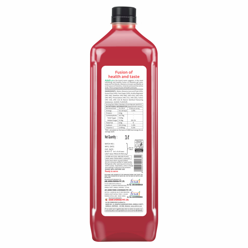 Alo Frut Guava Aloevera Chunks & Juice 1000ml (Pack of 3)