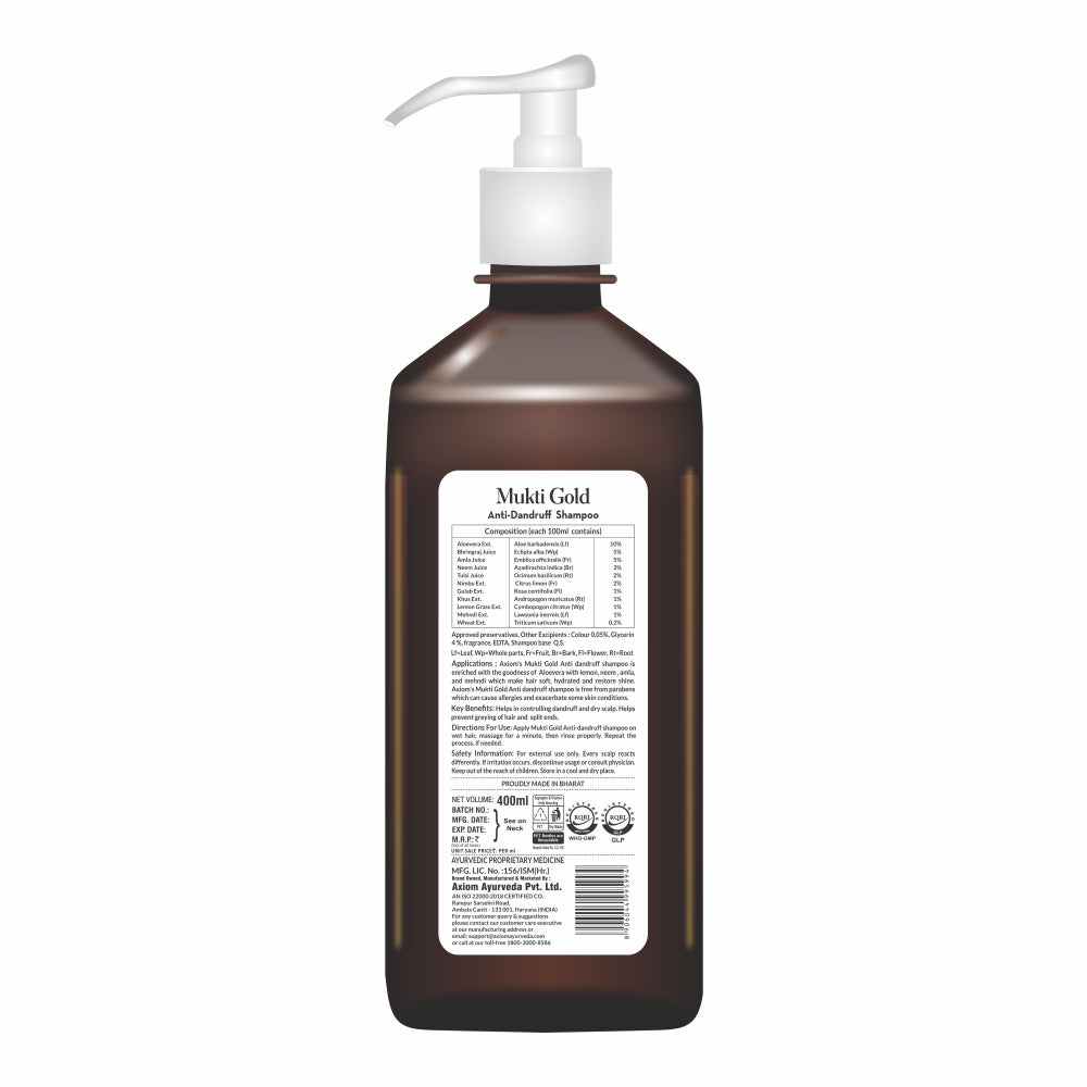 Mukti Gold Anti Dandruff Herbal Shampoo 400Ml Back