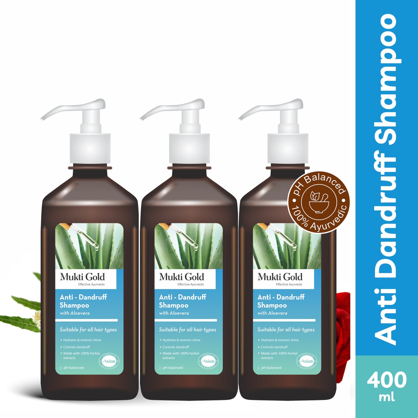 Mukti Gold Anti Dandruff Herbal Shampoo 400ml (Dispenser)