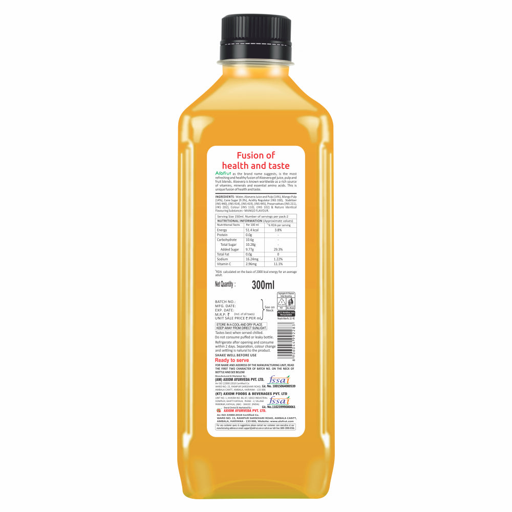 Alo Frut Mango Juice With Aloevera Chunks - 300ML