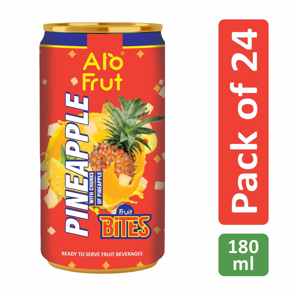 Alo frut Pineapple Drink With Fruit Bites - 180ML (Pack Of 24)