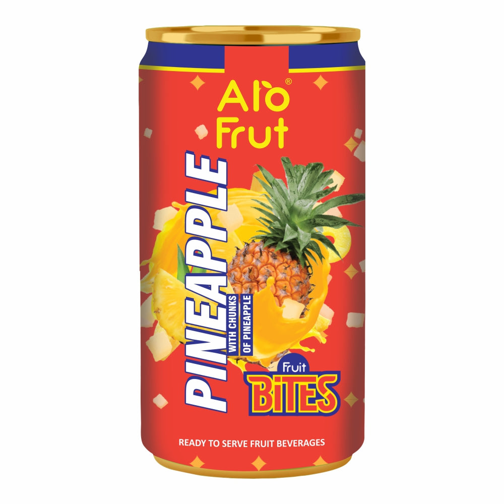 Alo Frut Assorted Drink With Fruit Bites|Peach, Green Apple & Pineapple Flavour - 180ml (Pack of 24)