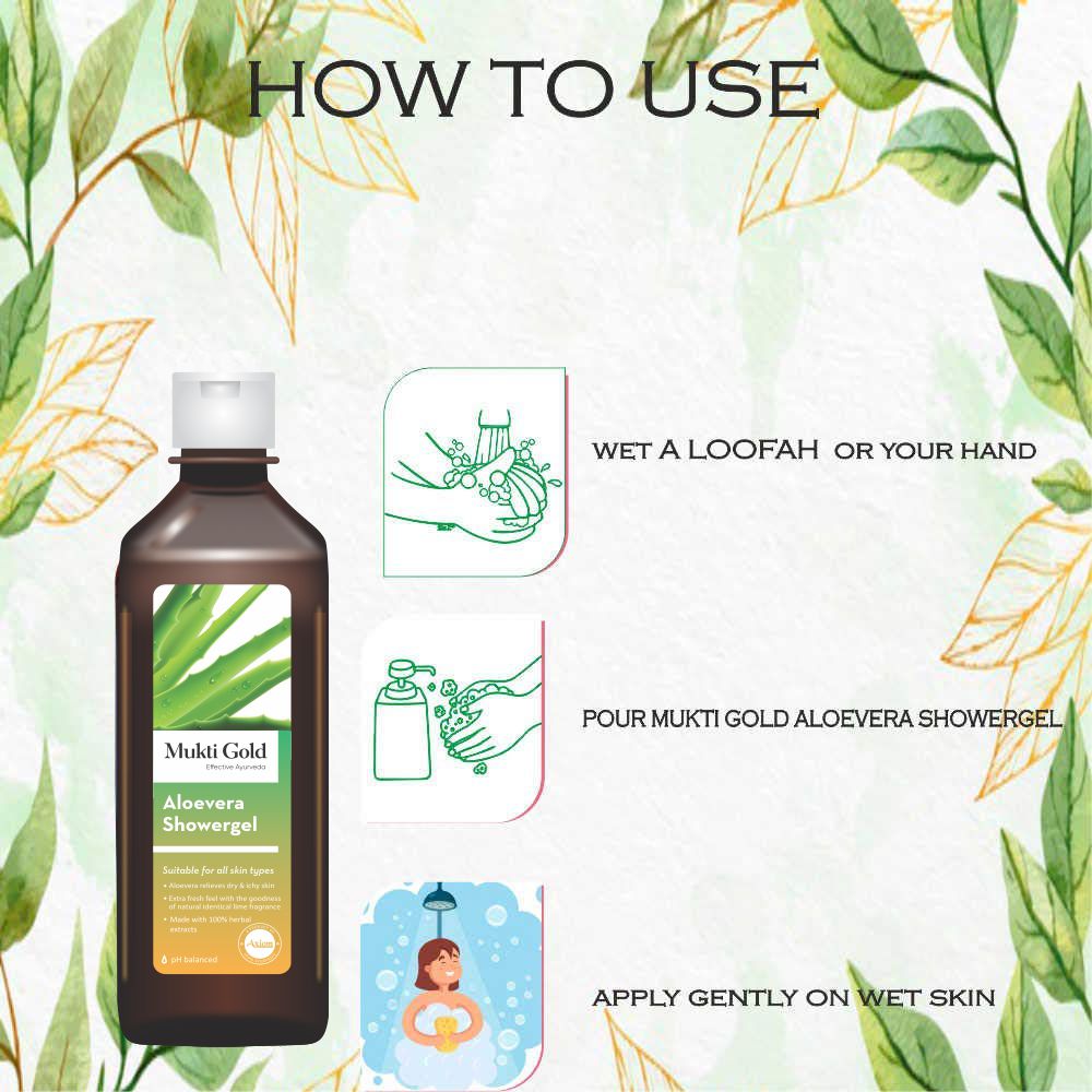 Axiom Mukti Gold Combo of Herbal Hairwash 400ml (Dispenser) + Aloevera Showegel 250ml (Fliptop)