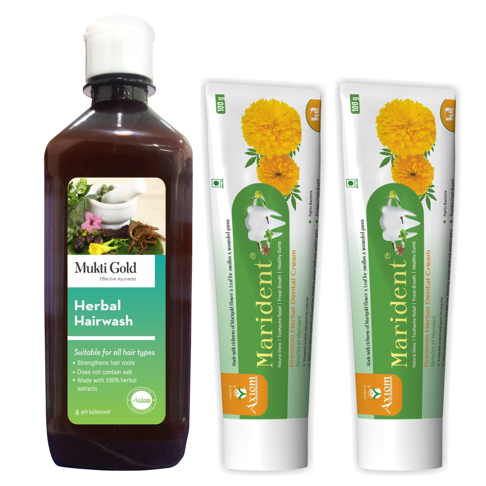 Herbal Hairwash (fliptop )500ml + Marident pack of 2