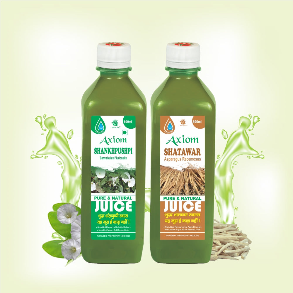 Axiom Memory Enhancer Combo of Shankhpushpi Juice 500ml + Shatawar Juice 500ml