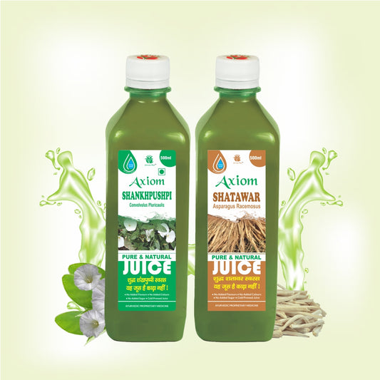Axiom Memory Enhancer Combo of Shankhpushpi Juice 500ml + Shatawar Juice 500ml