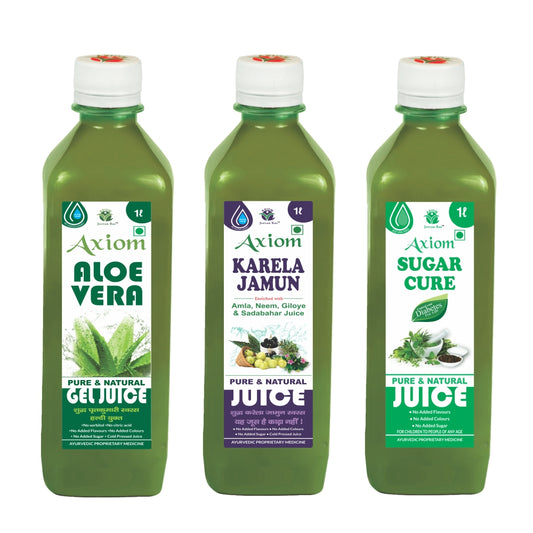 Axiom BP Go Pack of Sugarcure 1ltr, Karela Jamun Juice 1 ltr and Aloevera Juice 1 ltr