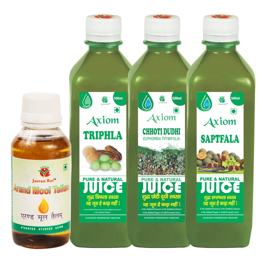 Constipation & Flatulence Combo ( Triphla Juice 500ml + Chotti dudhi 500ml + Saptfala 500ml + Arand Mool Tailam