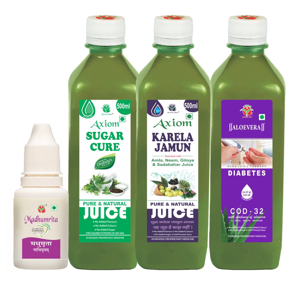 Diabetes Combo ( Sugar cure 500ml + Karela jamun 500ml + COD 32 1000ml + Madhumrita ointment)
