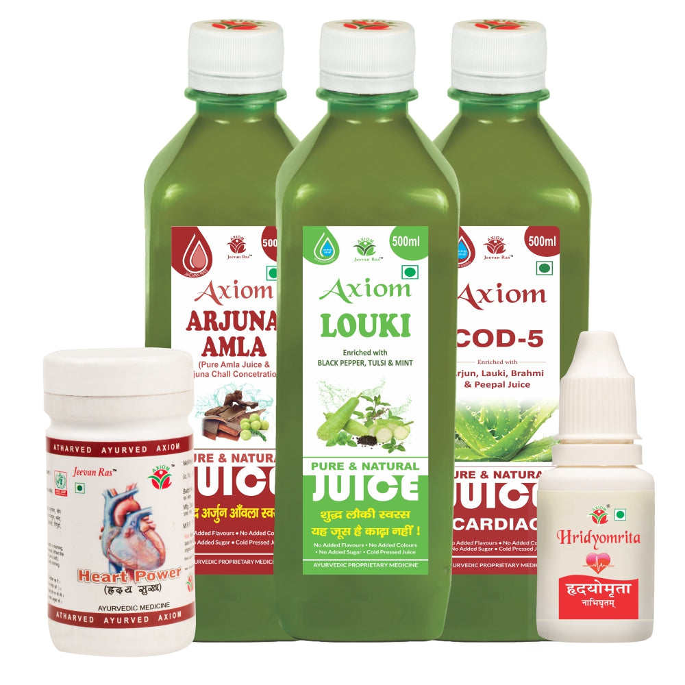 Heart Problems Combo ( Arjuna Amla 500ml + Louki Juice 500ml + COD-5 1000ML + Heart Power Powder + Hridyomrita