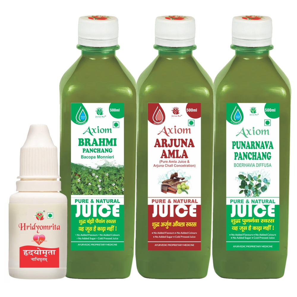 High Blood Pressure Combo ( Brahmi Juice 500ml + Arjuna Amla 500ml + Punarnava Panchang 500ml + Hridyomrita