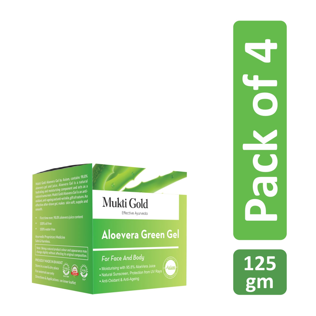 Mukti Gold Aloevera Green Gel 125G Pack of 4
