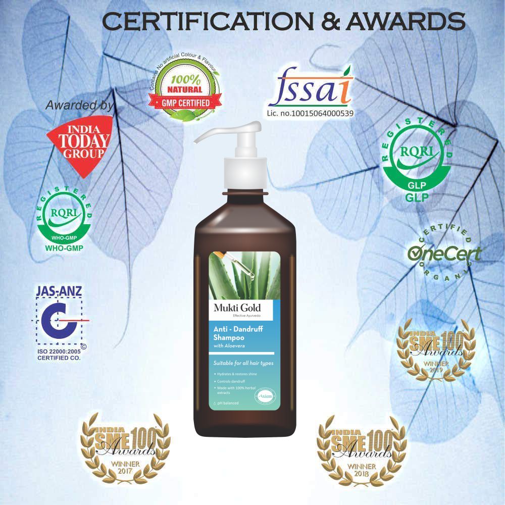 Mukti Gold Anti Dandruff Herbal Shampoo Certifications
