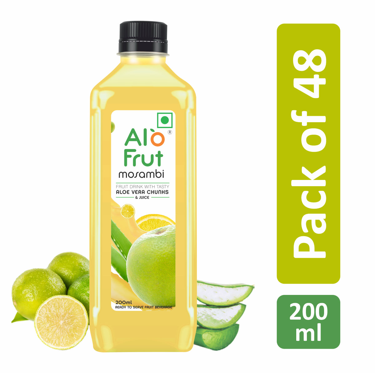 Alo Frut Mosambi Aloevera Chunks & Juice 200 ML (Pack of 48)