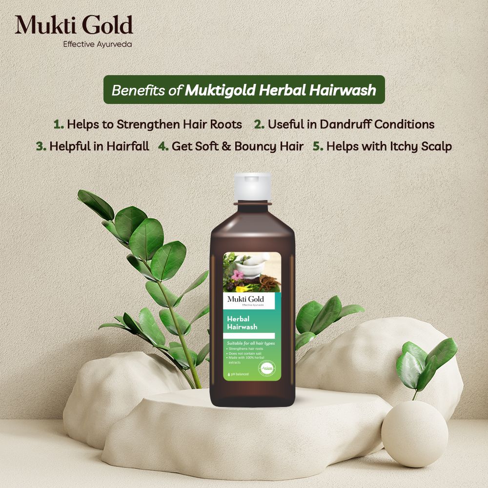Hair Care Pack ( Axiom Mukti Gold Herbal Hair Wash 200ml + Herbal Hairwash with conditioner 500ml + Anti-Dand. Shampoo 500ml + Herbal Hair oil 200ml )