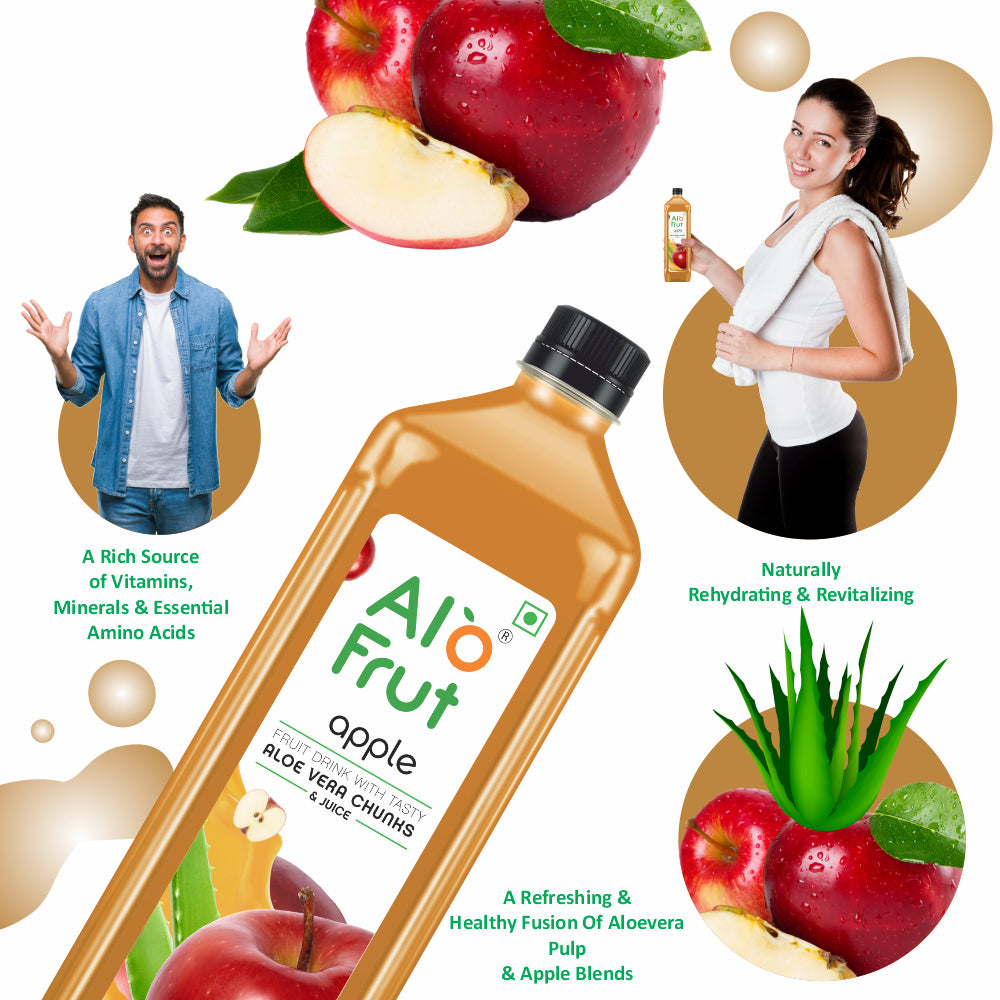Alo Frut Apple Aloevera Chunks & Juice 150ml (Pack of 60)