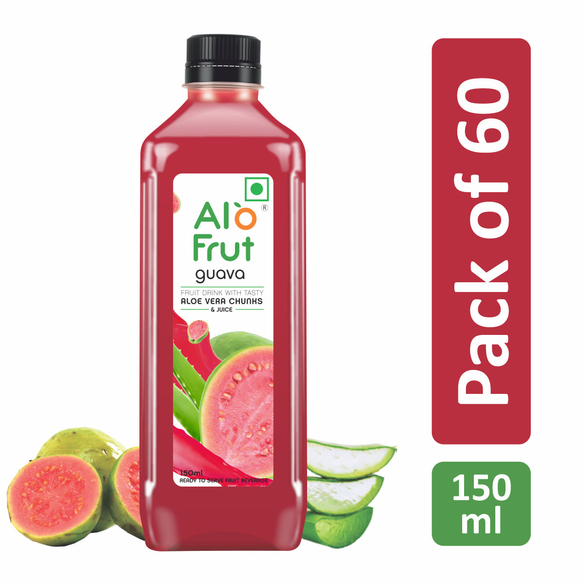 Alo Frut Guava Aloevera Chunks & Juice 150ml (Pack of 60)