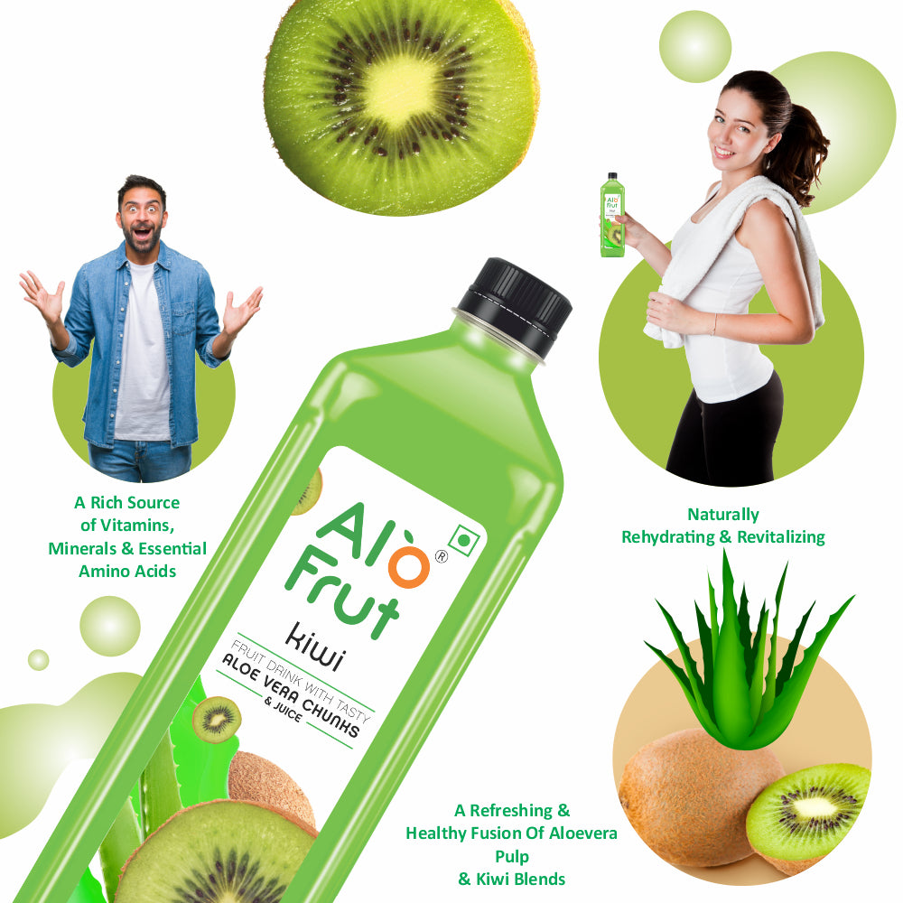 Alo Frut Kiwi Aloevera Chunks & Juice 300ml (Pack of 24)