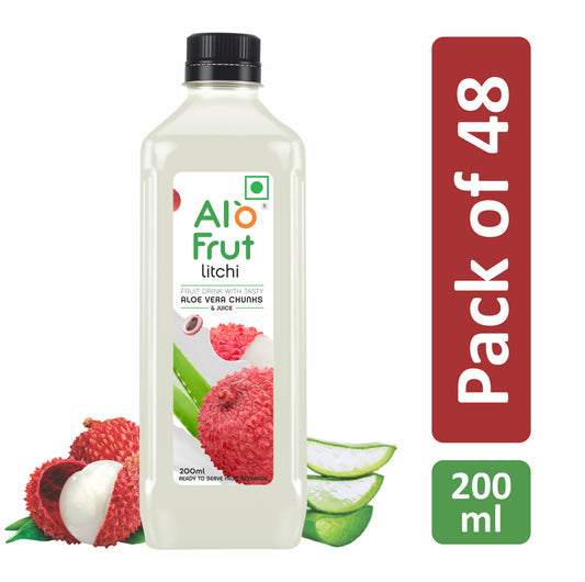 Alo Frut Litchi Aloevera Chunks & Juice 200ML (Pack of 48)