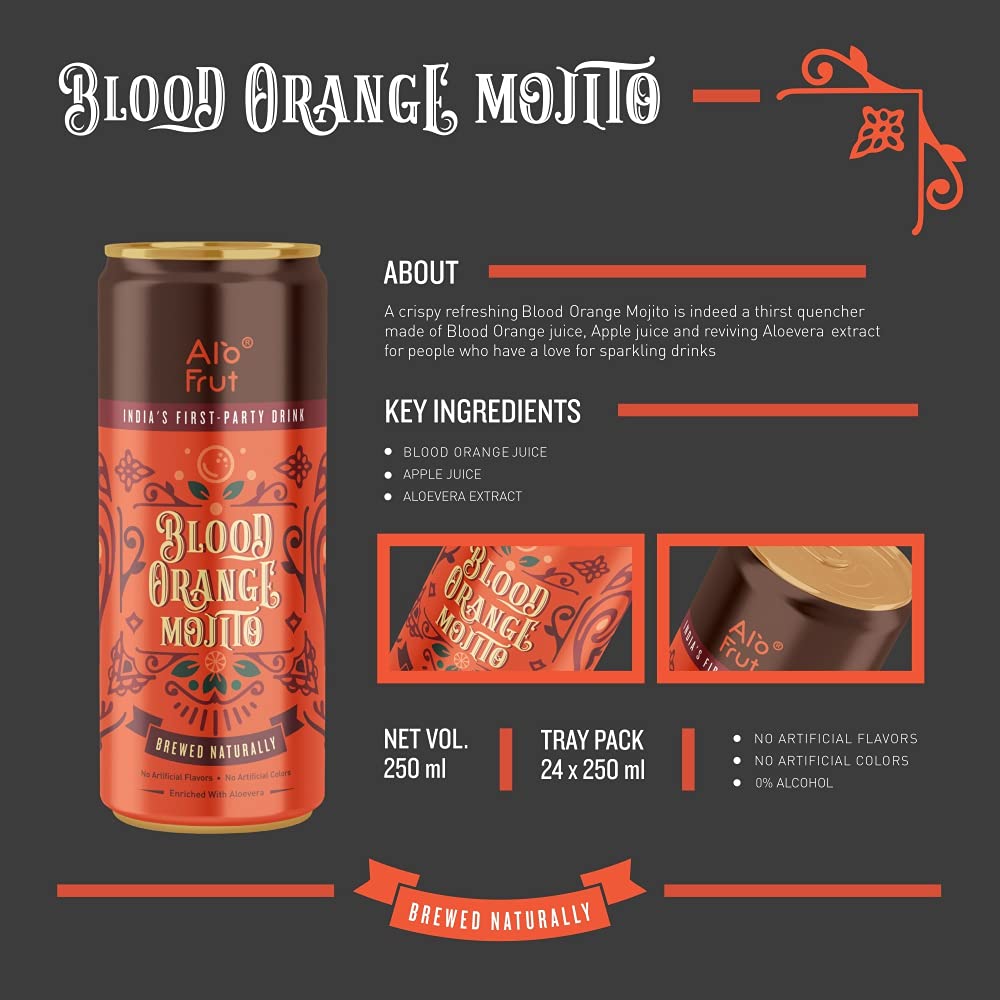 Alo Frut Blood Orange Mojito 250 ml Pack of 12