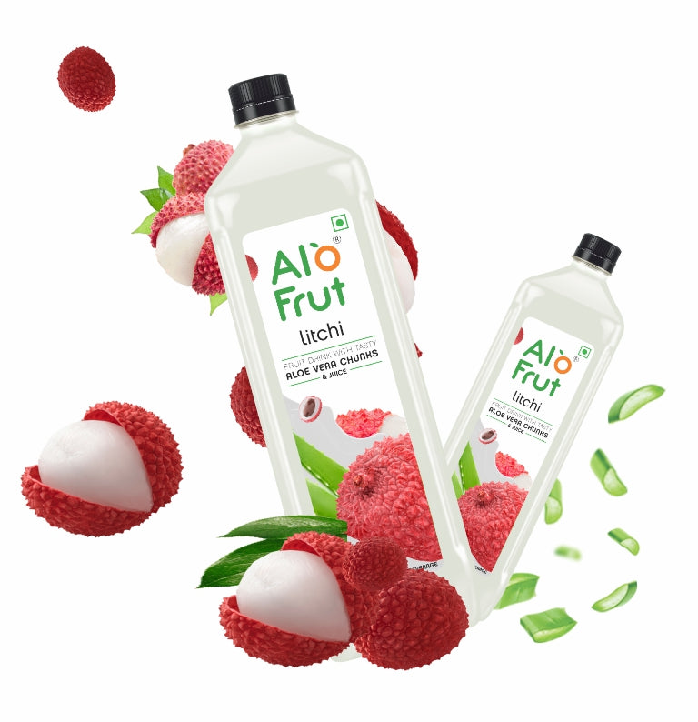 Alo Frut Litchi Juice With Aloevera Chunks - 300ML