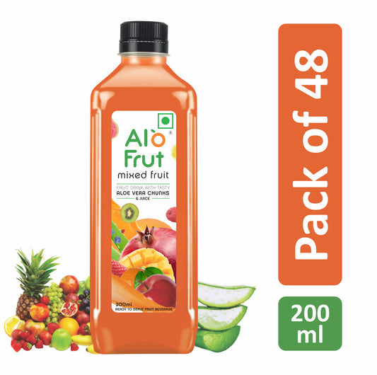 Alo Frut Mixed Fruit Aloevera Chunks & Juice 200ML (Pack of 48)