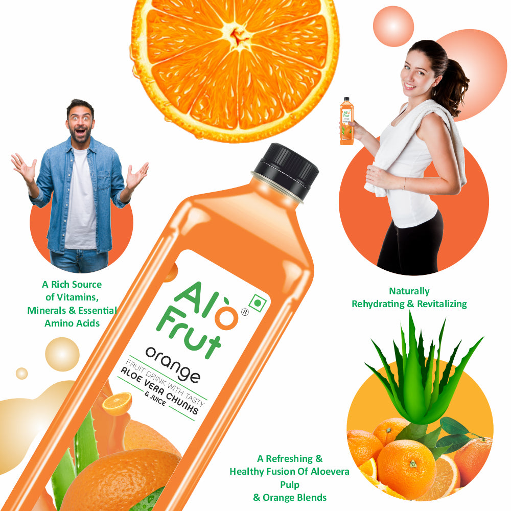 Orange Aloevera Chunks & Juice 200ML (Pack of 48)