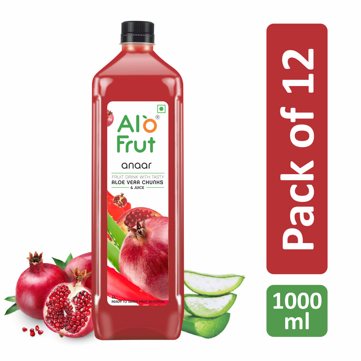 Alo Frut Anaar Aloevera Chunks & Juice Pack of 12