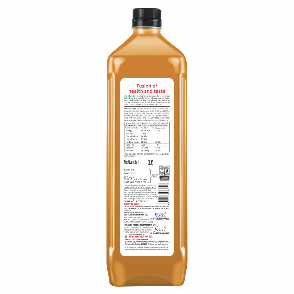 Alo Frut Apple Juice 1L Back