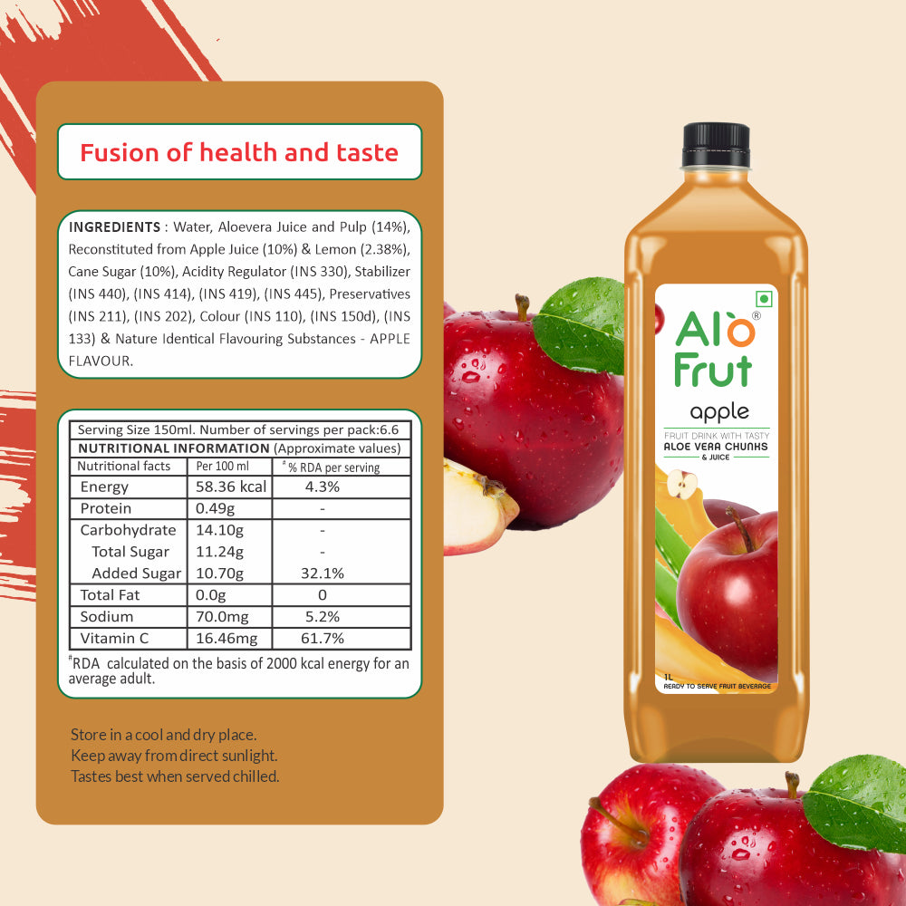 Alo Frut Apple Juice 1L Nutritional