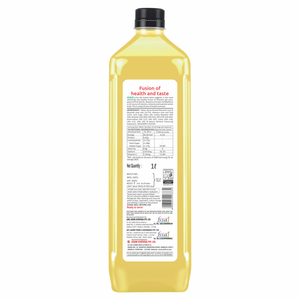 Alo Frut Mosambi Juice 1L Back