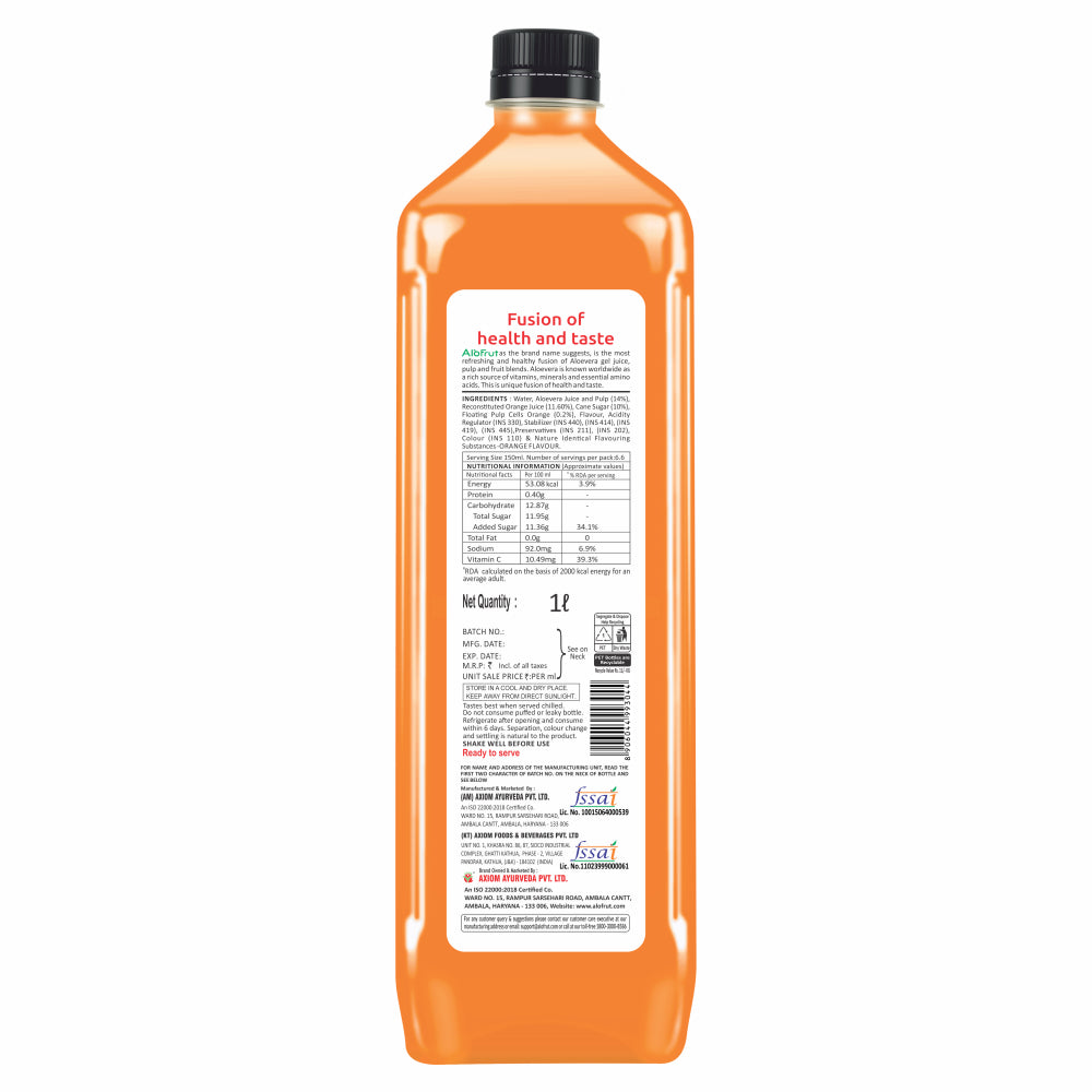 Alo Frut Orange Juice  1L  Back
