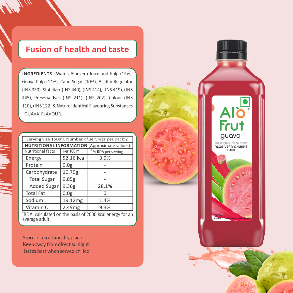 Alo Frut Guava Juice With Aloevera Chunks - 300ML