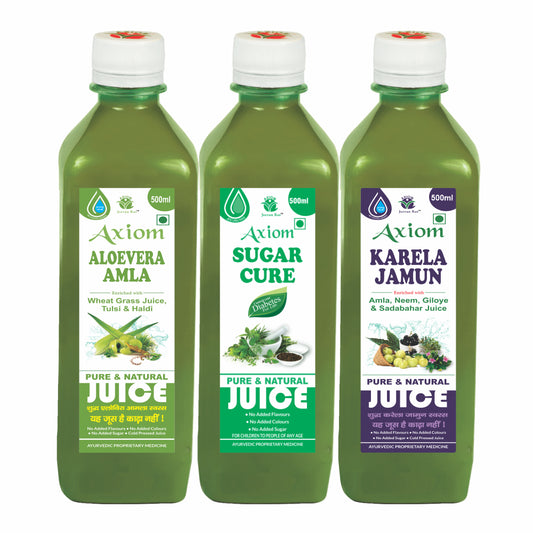 Karela Jamun Juice, Aloevera Amla Juice and Sugar Cure Juice - Health Care Combo 