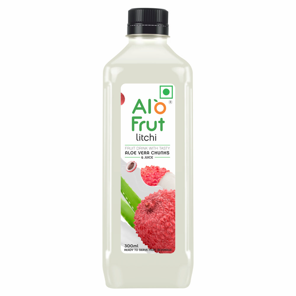 Alo Frut Litchi Aloevera Chunks & Juice 300ML (Pack of 24)