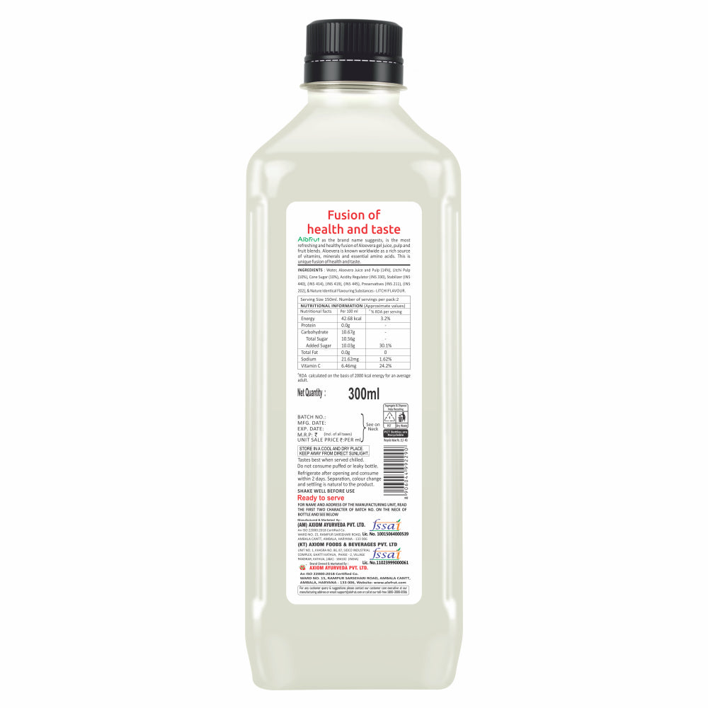 Alo Frut Litchi Juice With Aloevera Chunks - 300ML
