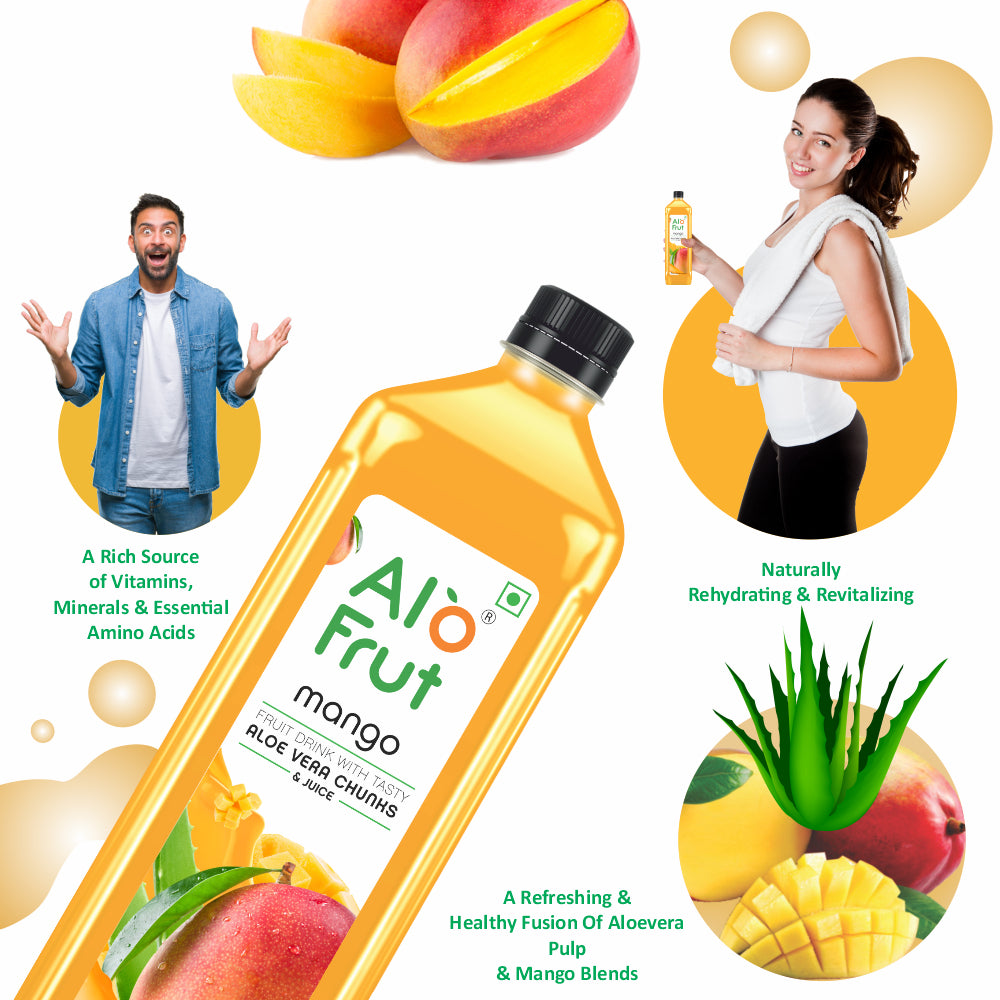 Alo Frut Mango Juice With Aloevera Chunks - 300ML