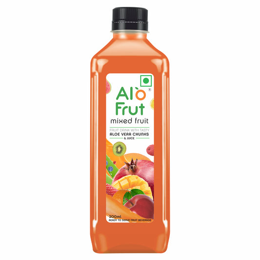 Alo Frut Mixed Fruit Aloevera Chunks & Juice 200ML (Pack of 48)