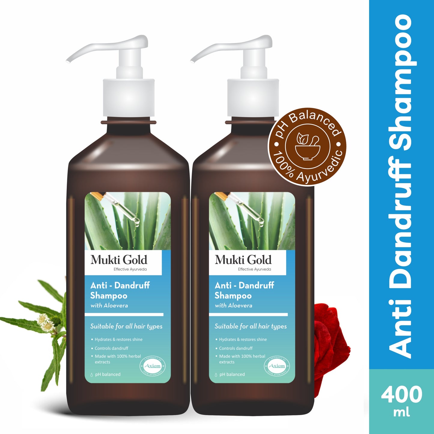 Mukti Gold Anti Dandruff Herbal Shampoo 400ml (Dispenser)