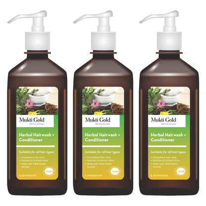 Mukti Gold Herbal Hairwash with conditioner Pack of 3